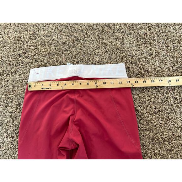Nike Pro Dri Fit Compression Leggings Red Women Size Large Mesh Calf - Picture 4 of 6